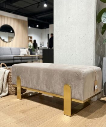 Aria Modern Velvet Bench with Gold Metal Legs – Elegant Hallway 80cm