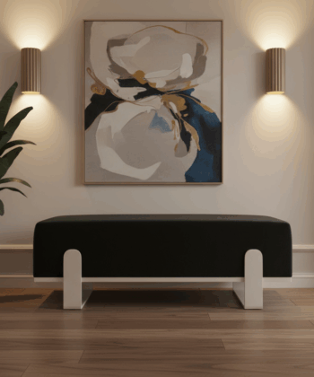 Aria Modern Velvet Bench with Gold Metal Legs – Elegant Hallway 100cm