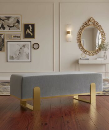 Aria Modern Velvet Bench with Gold Metal Legs – Elegant Hallway 80cm