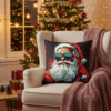 Handcrafted Christmas Pillow with Cool Santa