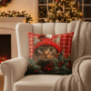 Handcrafted Christmas Pillow with Festive Cat