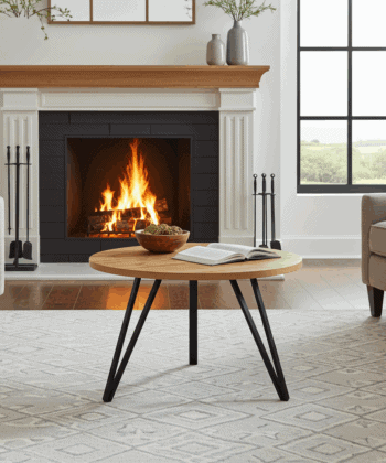 Linea Minimalist White Round Coffee Table