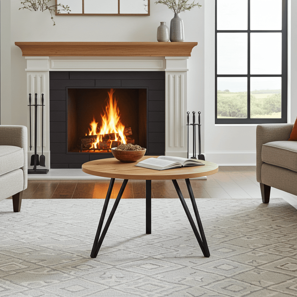 Linea Minimalist White Round Coffee Table