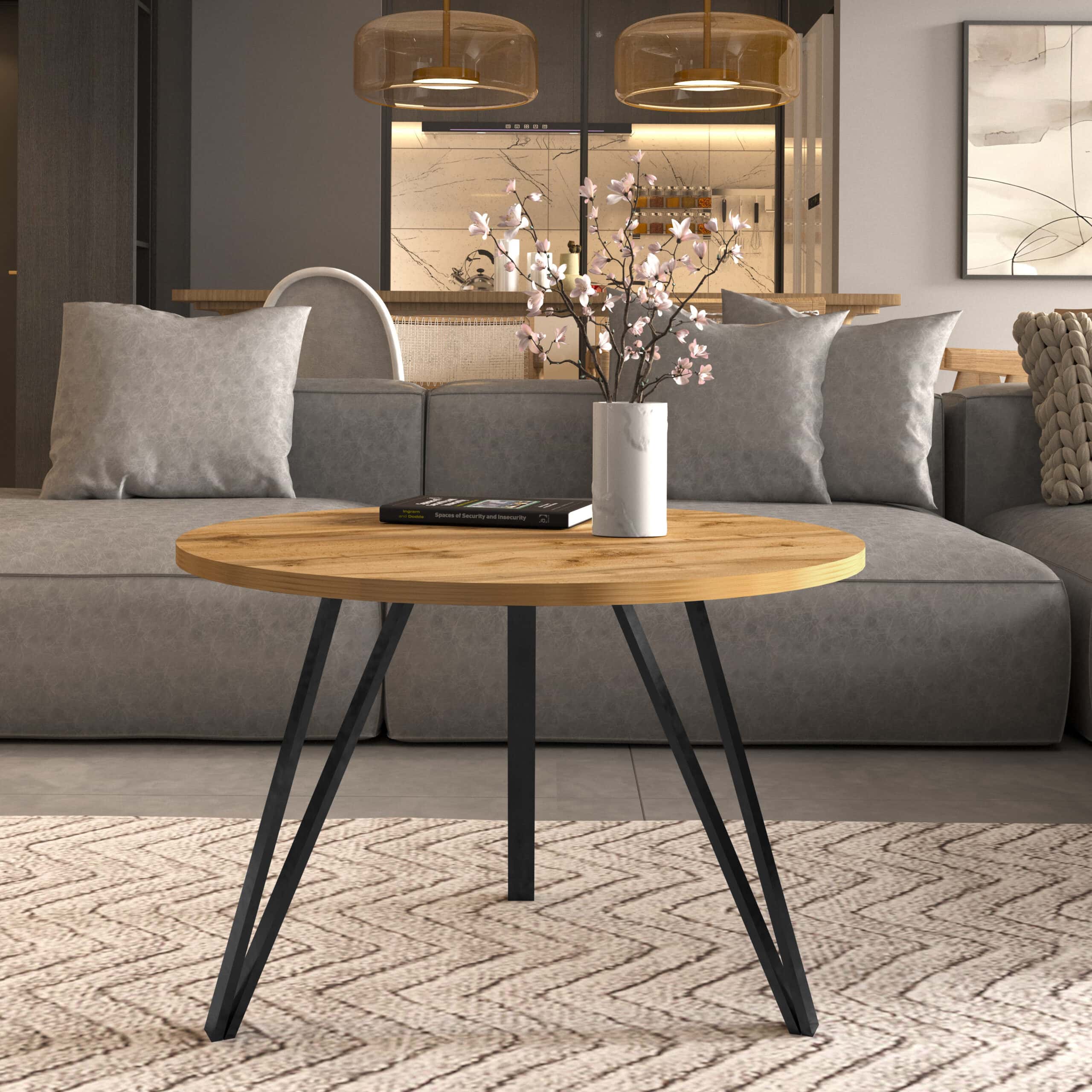 Linea Minimalist White Round Coffee Table