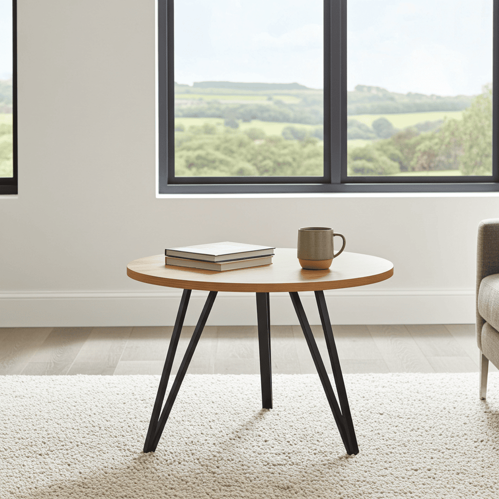 Linea Minimalist White Round Coffee Table