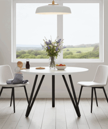 Linea Minimalist White Round Coffee Table