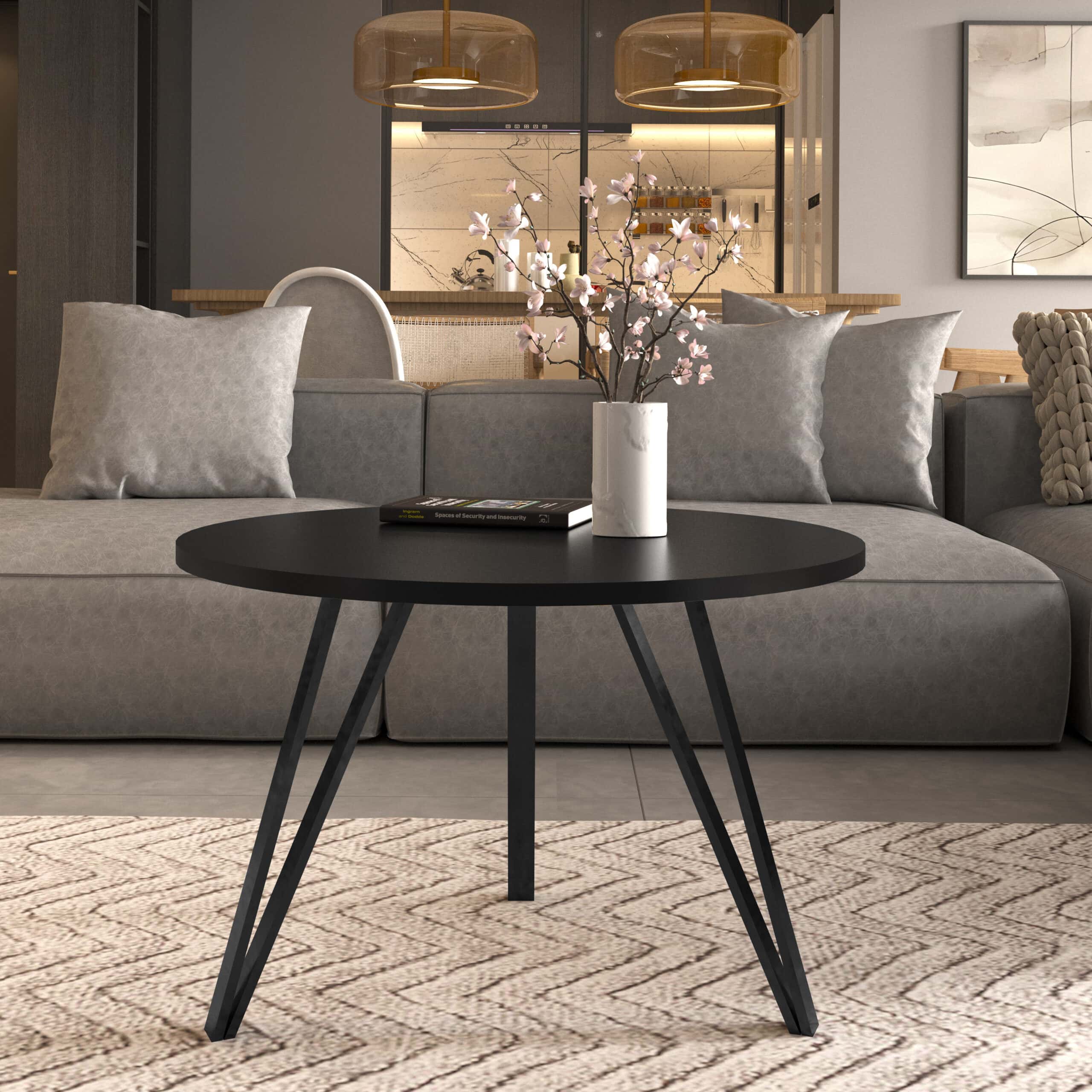 Linea Minimalist White Round Coffee Table