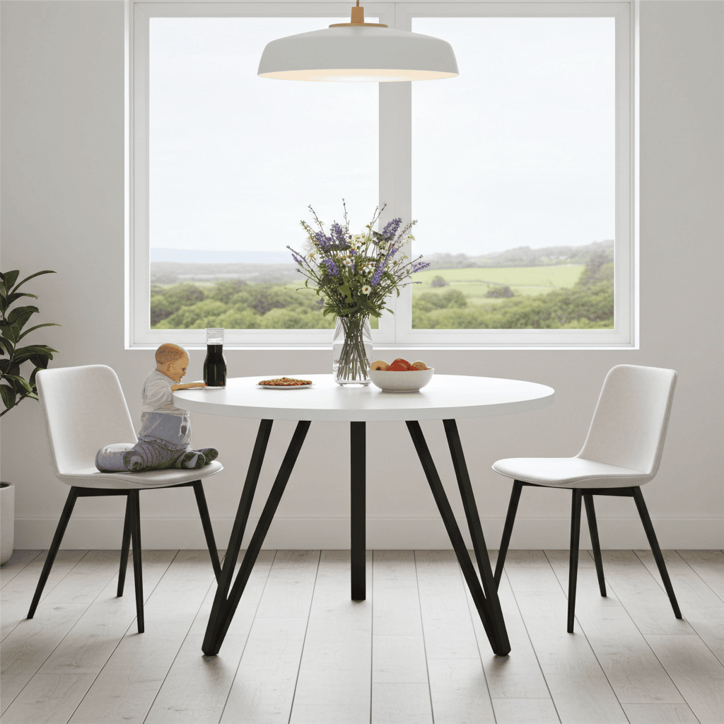 Linea Minimalist White Round Coffee Table