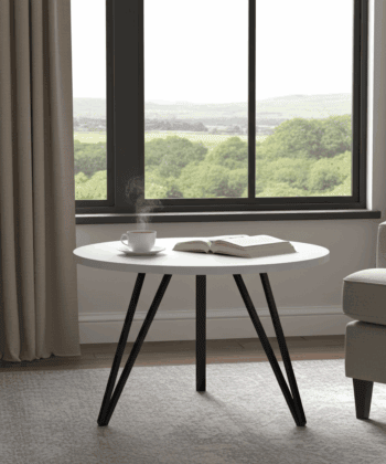 Linea Minimalist White Round Coffee Table