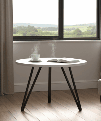 Linea Minimalist White Round Coffee Table