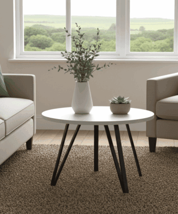 Linea Minimalist White Round Coffee Table