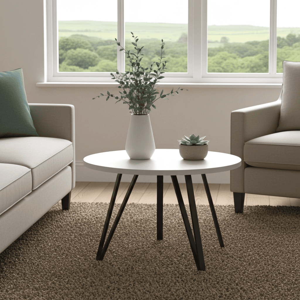 Linea Minimalist White Round Coffee Table