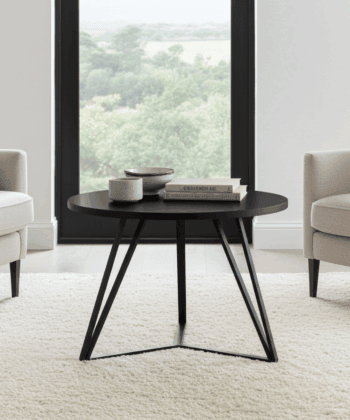 Linea Minimalist White Round Coffee Table