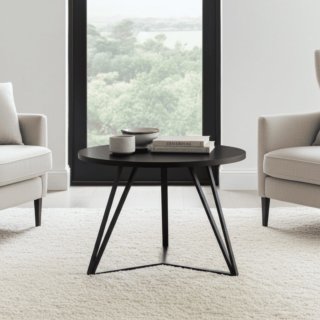 Linea Minimalist White Round Coffee Table