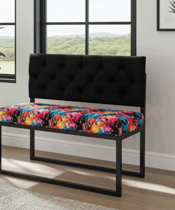 Modern Loft Metal-Framed Bench with Tufted Backrest