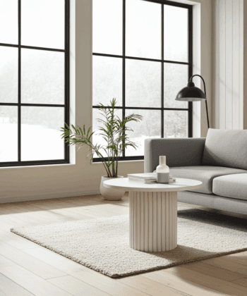 Modo Designer Ribbed Coffee Table Set – Sculptural Base
