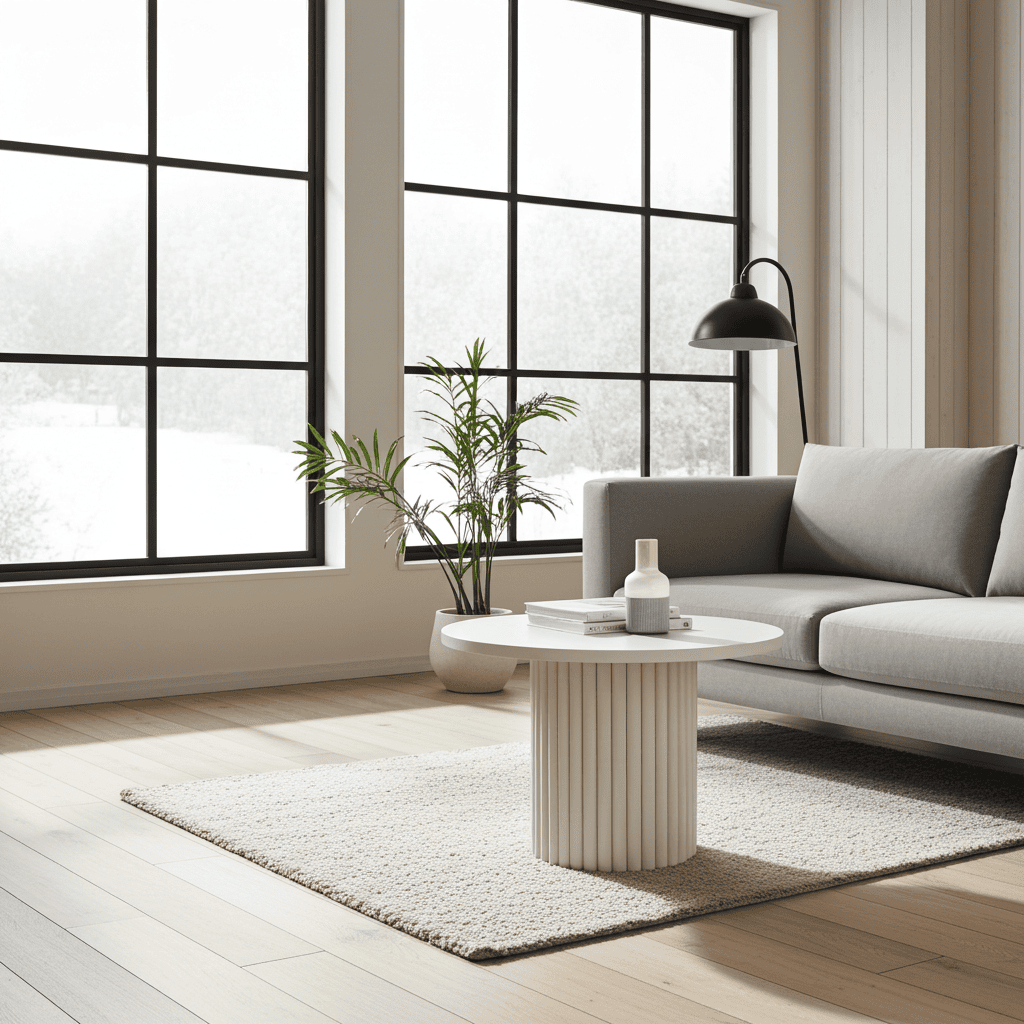 Modo Designer Ribbed Coffee Table Set – Sculptural Base