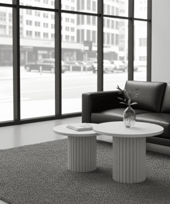 Modo Designer Ribbed Coffee Table Set – Sculptural Base