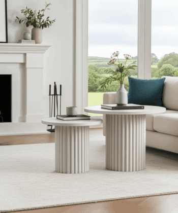 Modo Designer Ribbed Coffee Table Set – Sculptural Base
