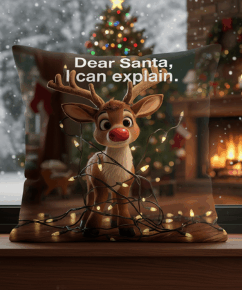 Reindeer Christmas Cushion - Funny Holiday Décor