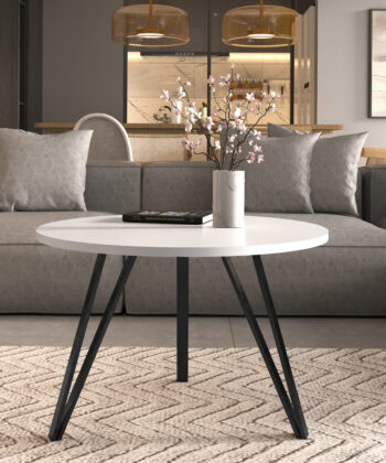 Linea Minimalist White Round Coffee Table