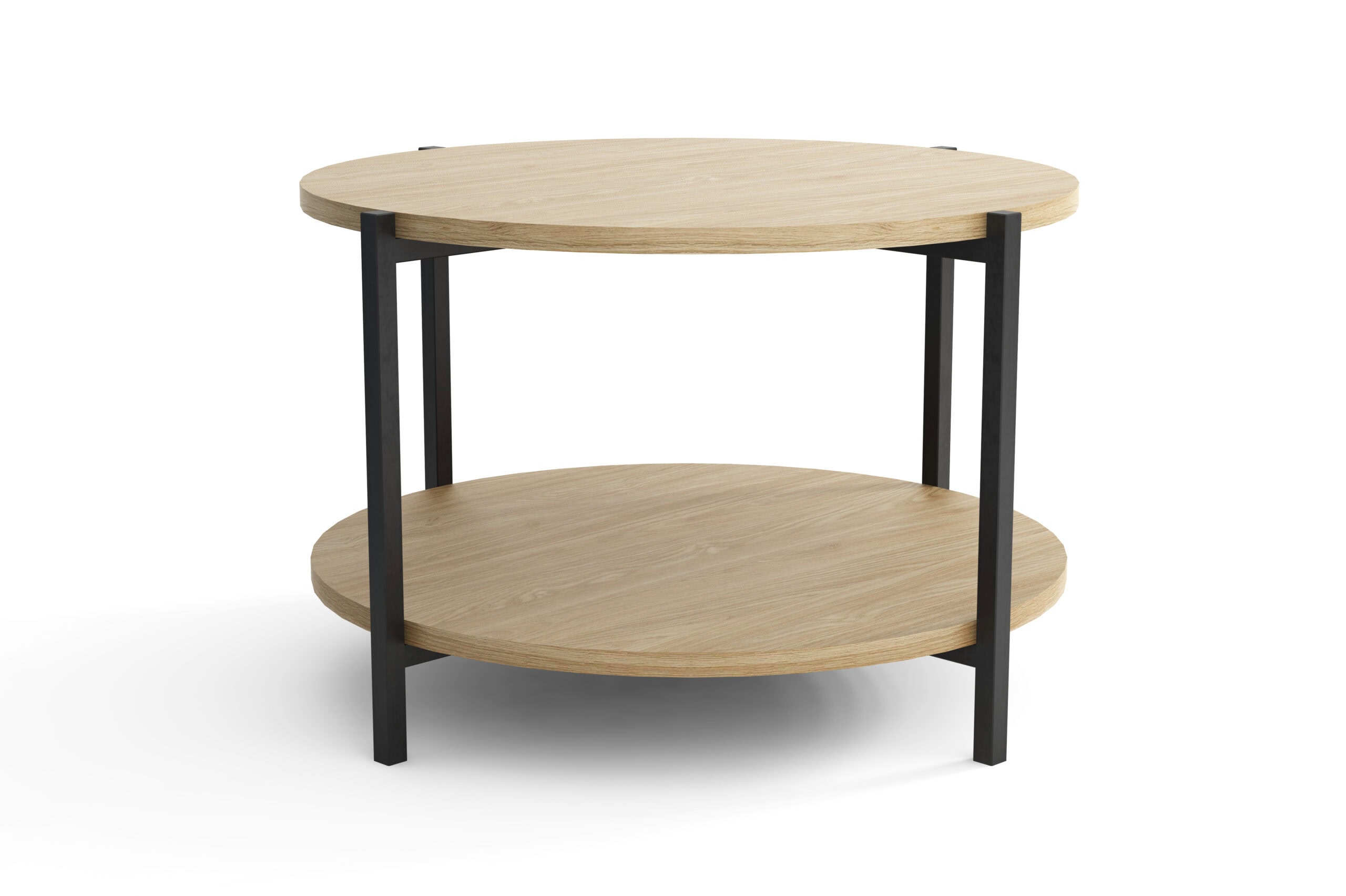 Tavello Dual-Level Oak Coffee Table – Modern Round Design
