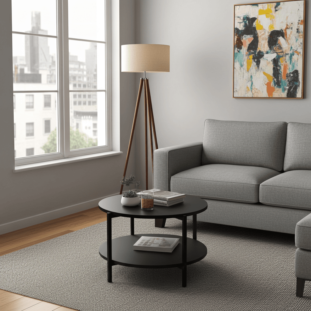 Tavello Dual-Level Oak Coffee Table – Modern Round Design