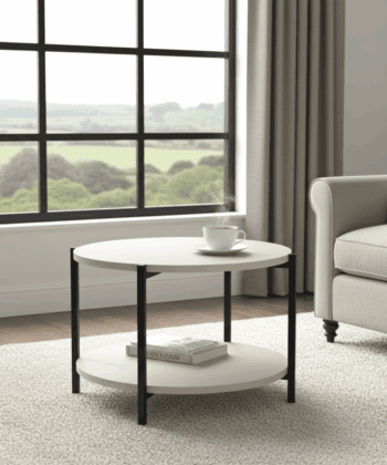 Tavello Dual-Level Oak Coffee Table – Modern Round Design