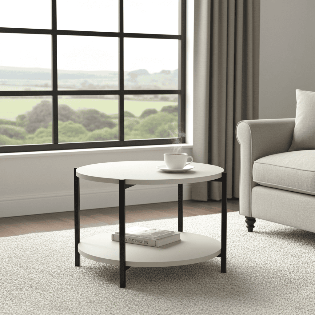Tavello Dual-Level Oak Coffee Table – Modern Round Design