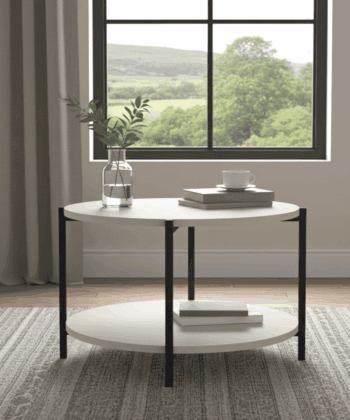 Tavello Dual-Level Oak Coffee Table – Modern Round Design