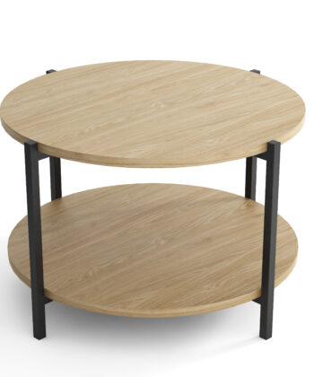 Tavello Dual-Level Oak Coffee Table – Modern Round Design