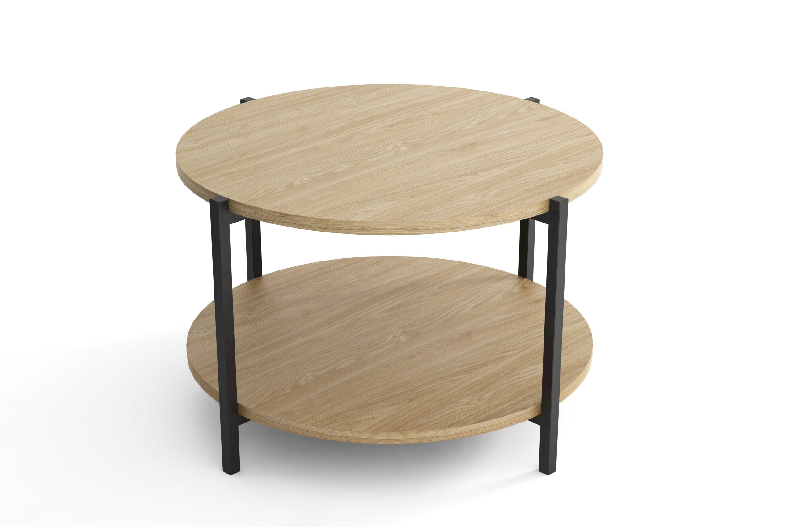 Tavello Dual-Level Oak Coffee Table – Modern Round Design