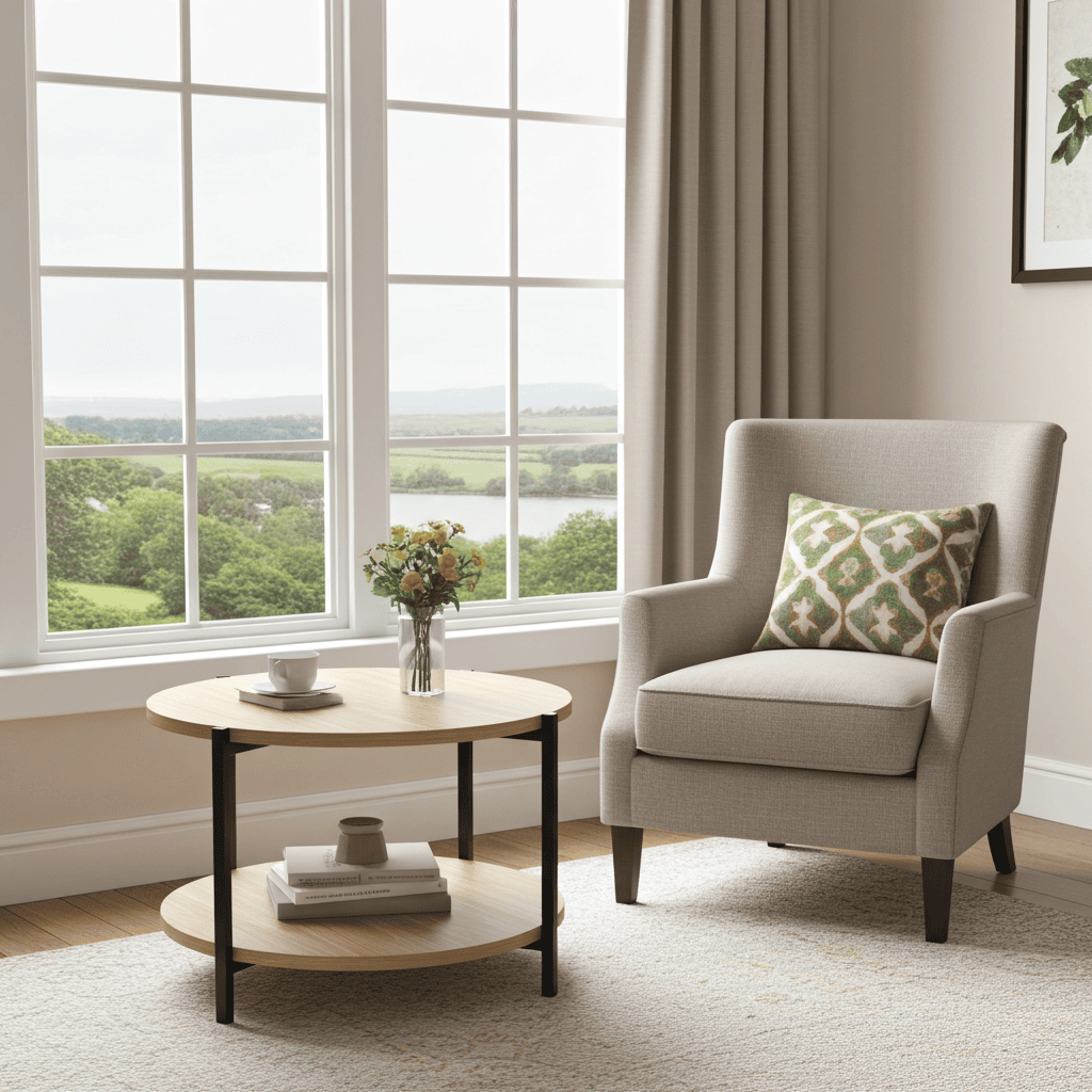 Tavello Dual-Level Oak Coffee Table – Modern Round Design