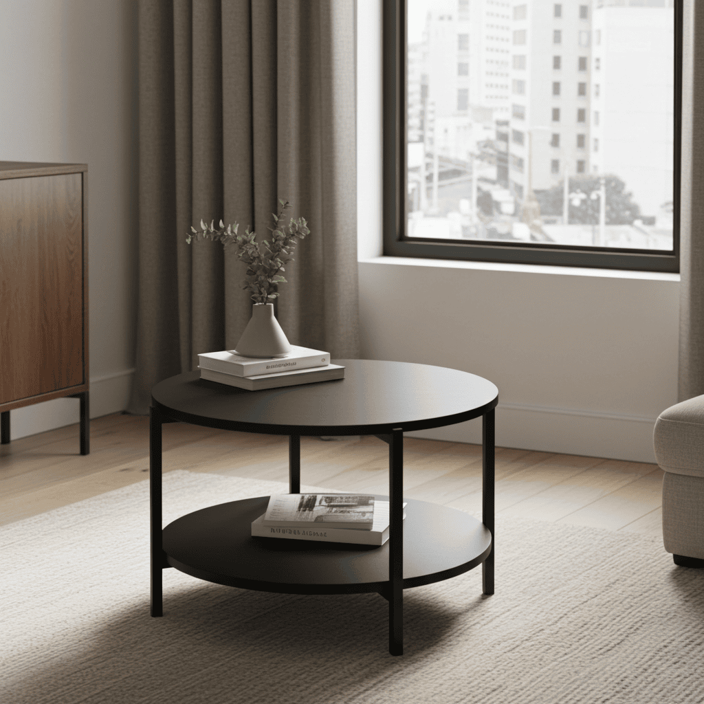 Tavello Dual-Level Oak Coffee Table – Modern Round Design
