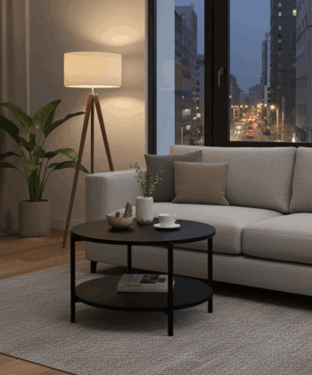 Tavello Dual-Level Oak Coffee Table – Modern Round Design