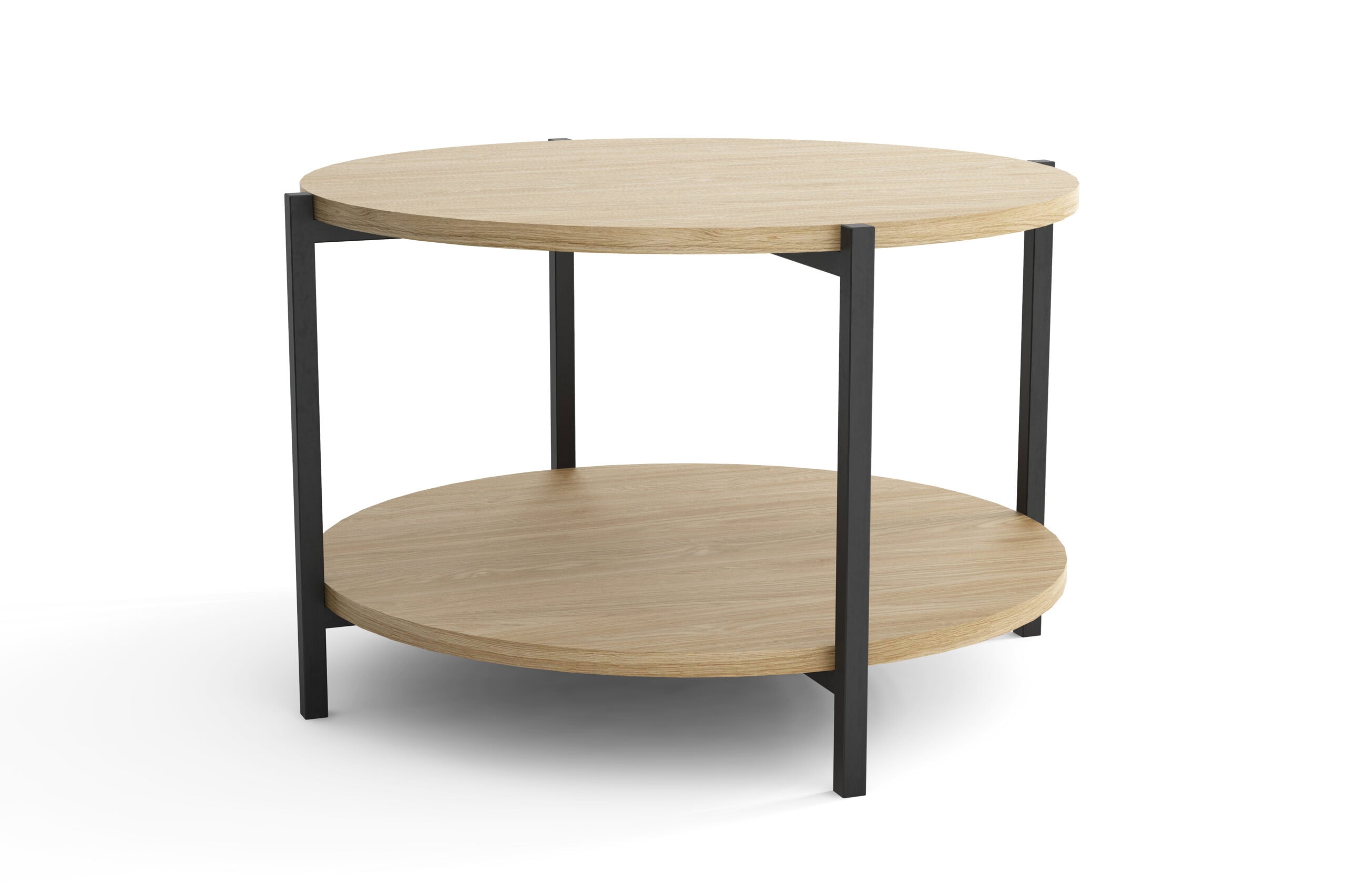 Tavello Dual-Level Oak Coffee Table – Modern Round Design