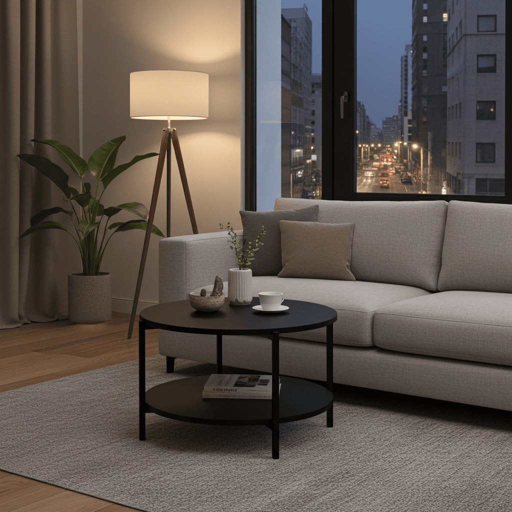 Tavello Dual-Level Oak Coffee Table – Modern Round Design