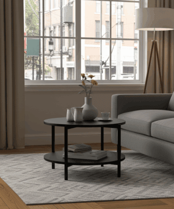 Tavello Dual-Level Oak Coffee Table – Modern Round Design