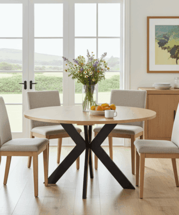 Urban Oak Loft Coffee Table – Modern Round Design