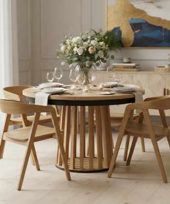 Tovo Extendable Round Dining Table Laminated  100-140cm