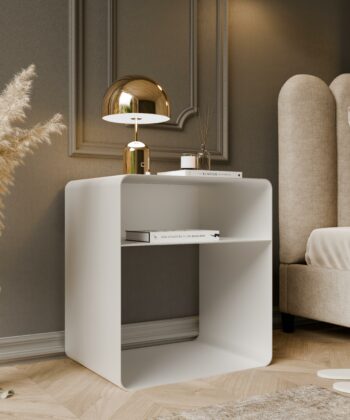 SOLO Modern Minimalist Bedside Table – Open Steel Nightstand