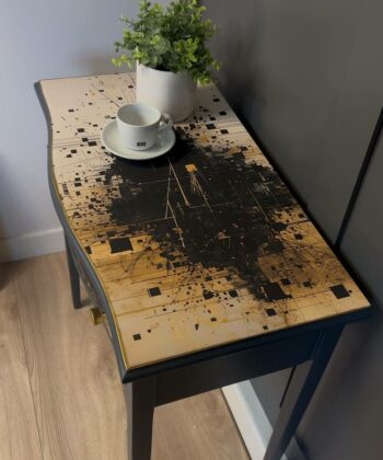 Artisan Restored Console Table – Black & Gold