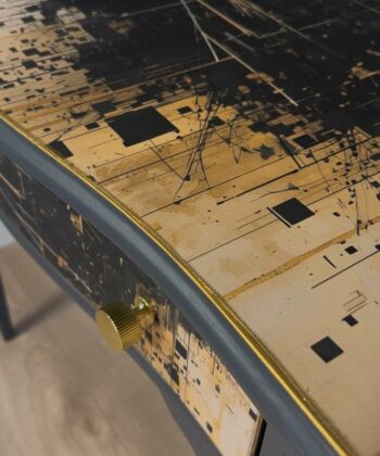 Artisan Restored Console Table – Black & Gold
