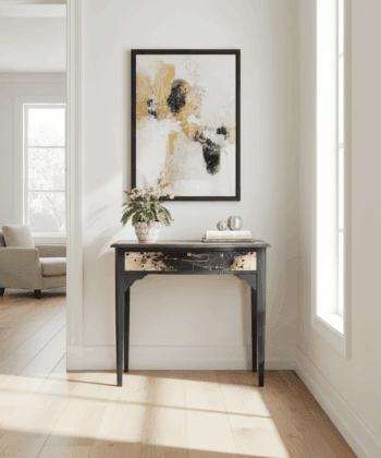 Artisan Restored Console Table – Black & Gold