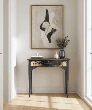 Artisan Restored Console Table – Black & Gold