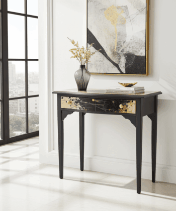 Artisan Restored Console Table – Black & Gold