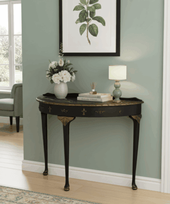 Aurora Luxe Lacquered Demilune Console Table