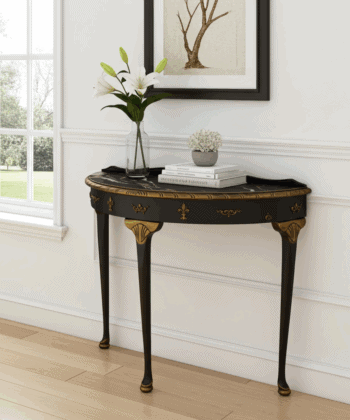 Aurora Luxe Lacquered Demilune Console Table