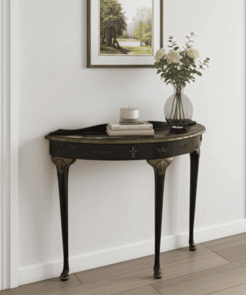 Aurora Luxe Lacquered Demilune Console Table