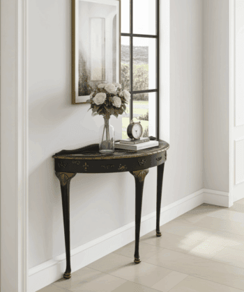 Aurora Luxe Lacquered Demilune Console Table